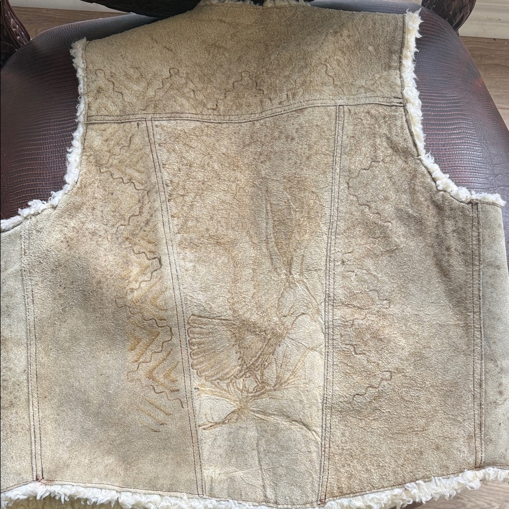 Source Unknown Beige Shearling Vest - image 5